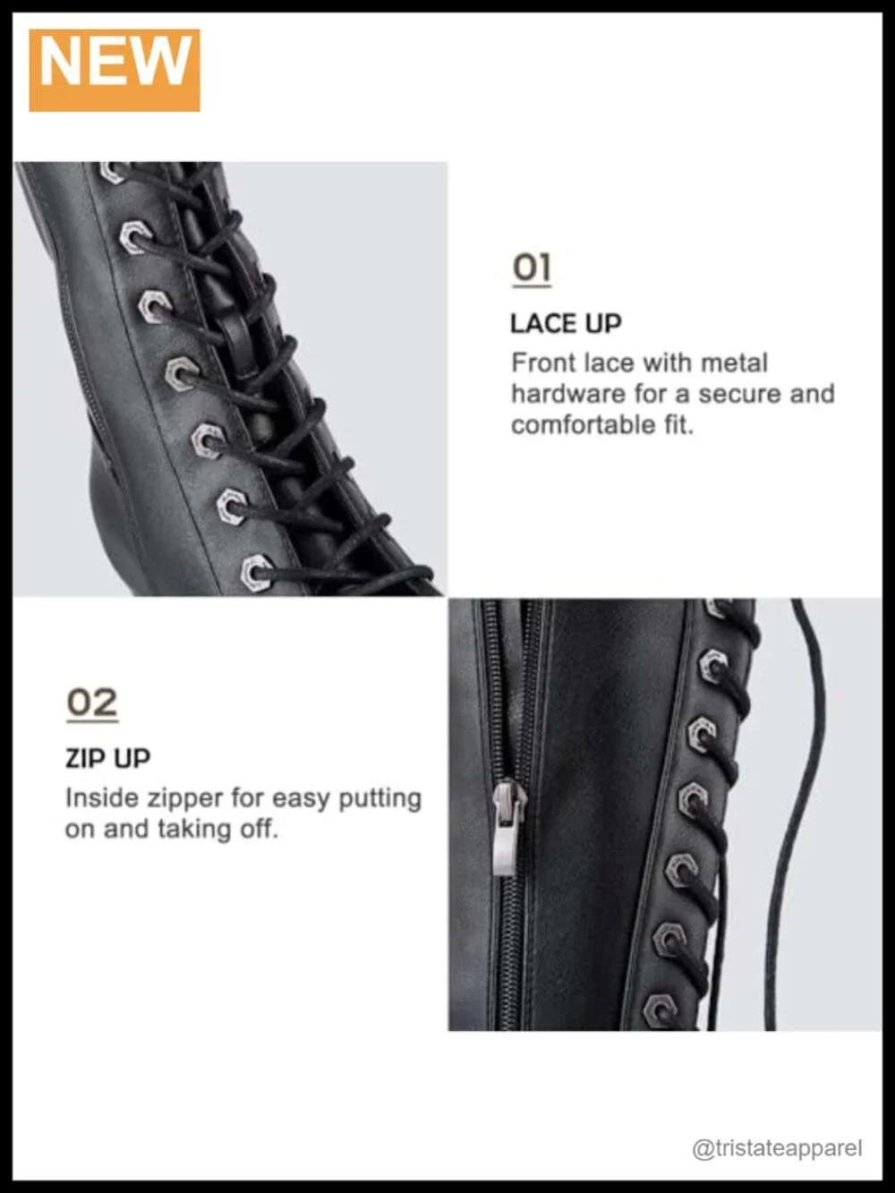Faux Leather Over the Knee Thigh High Boots Chunky Heel Lace Up Biker